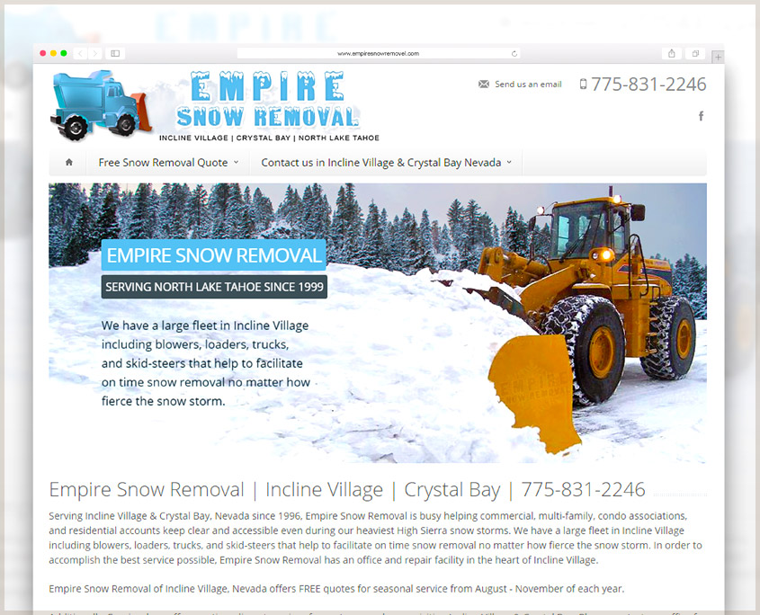 Empire Snow Removal | SG Designs | Tahoe Web Design