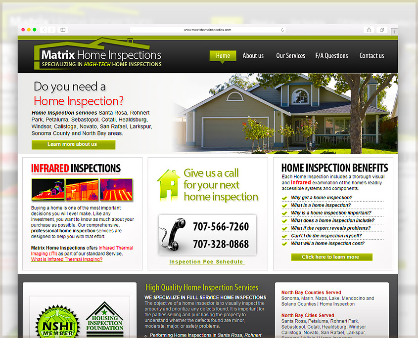Matrix Home Inspections | SG Designs | Tahoe Web Design